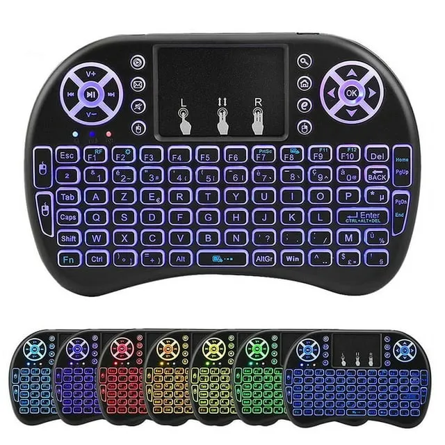 Wireless Mini Keyboard Remote Control Touchpad Mouse Combo Controller with RGB Backlit for Smart TV Android TV Box PC IPTTV 2.4GHz