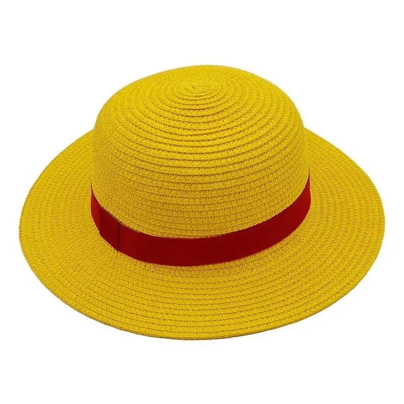 Straw Hat Cosplay Monkey D Luffy Performance Costume Party Yellow Summer Hats