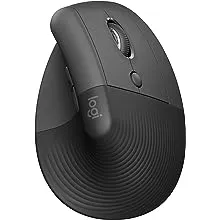 Logitech Lift Vertical Ergonomic Mouse, Wireless, Bluetooth or Logi Bolt USB receiver, Quiet clicks, 4 buttons, compatible with Windows/macOS/iPadOS, Laptop, PC - Graphite