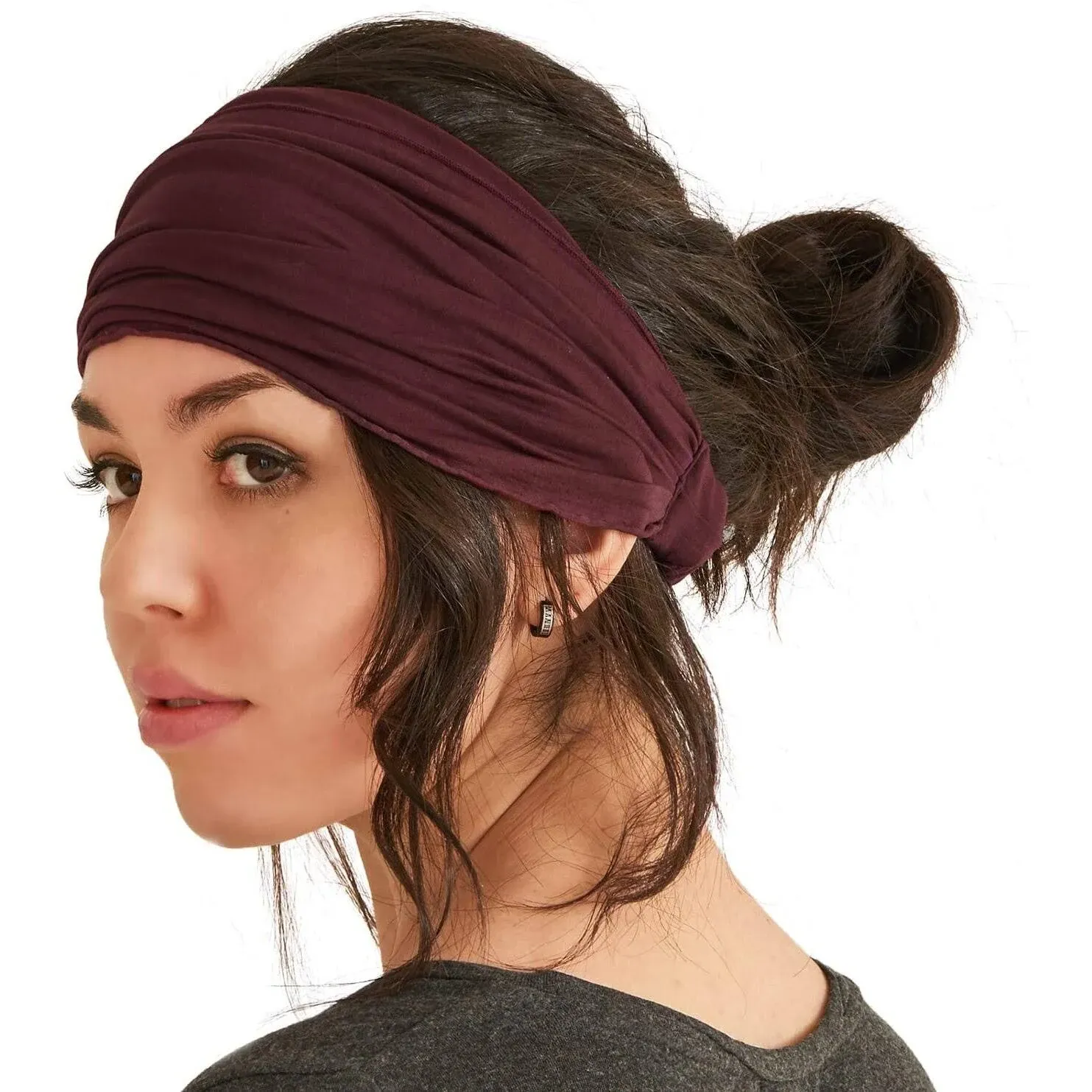 Charm Maroon Japanese Bandana Headbands for Men and Women – Comfortable Head Bands with Elastic Secure Snug Fit Ideal Runners Fitness Sports Football