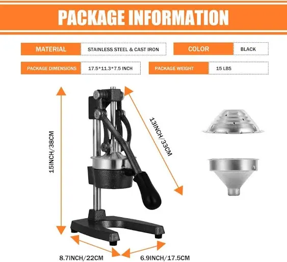 Gowintech Commercial Heavy Duty Cast Iron Hand Press Manual Fruit Juice Squeezer Machine