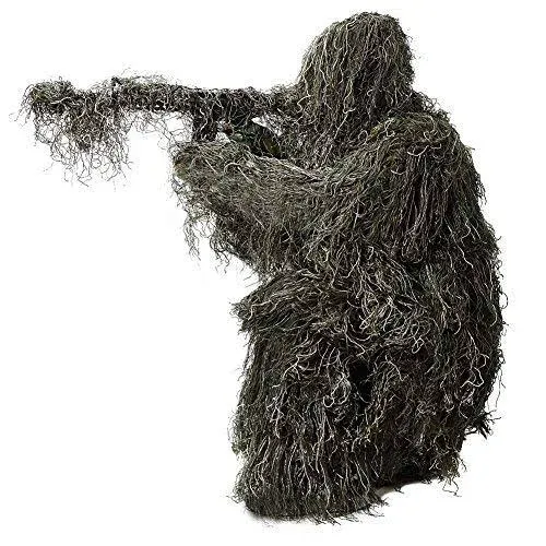 MOPHOTO 5 in 1 Ghillie Suit, 3D Camouflage Hunting Apparel Including Jacket, Pants, Hood, Carry Bag Suitable for Unisex Adults (S/M/L/XL/XXL)