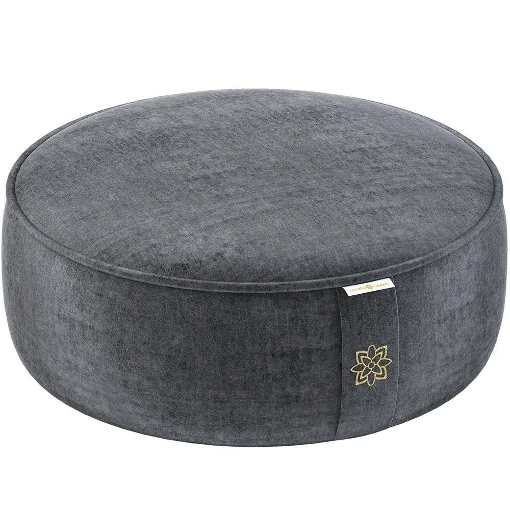 Mindful and Modern Velvet Meditation Cushion - Luxury Zafu Floor Graphite Grey