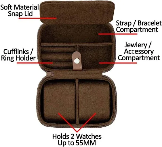 Watch Travel Case Storage Organizer, Tough Portable Protection Zipper