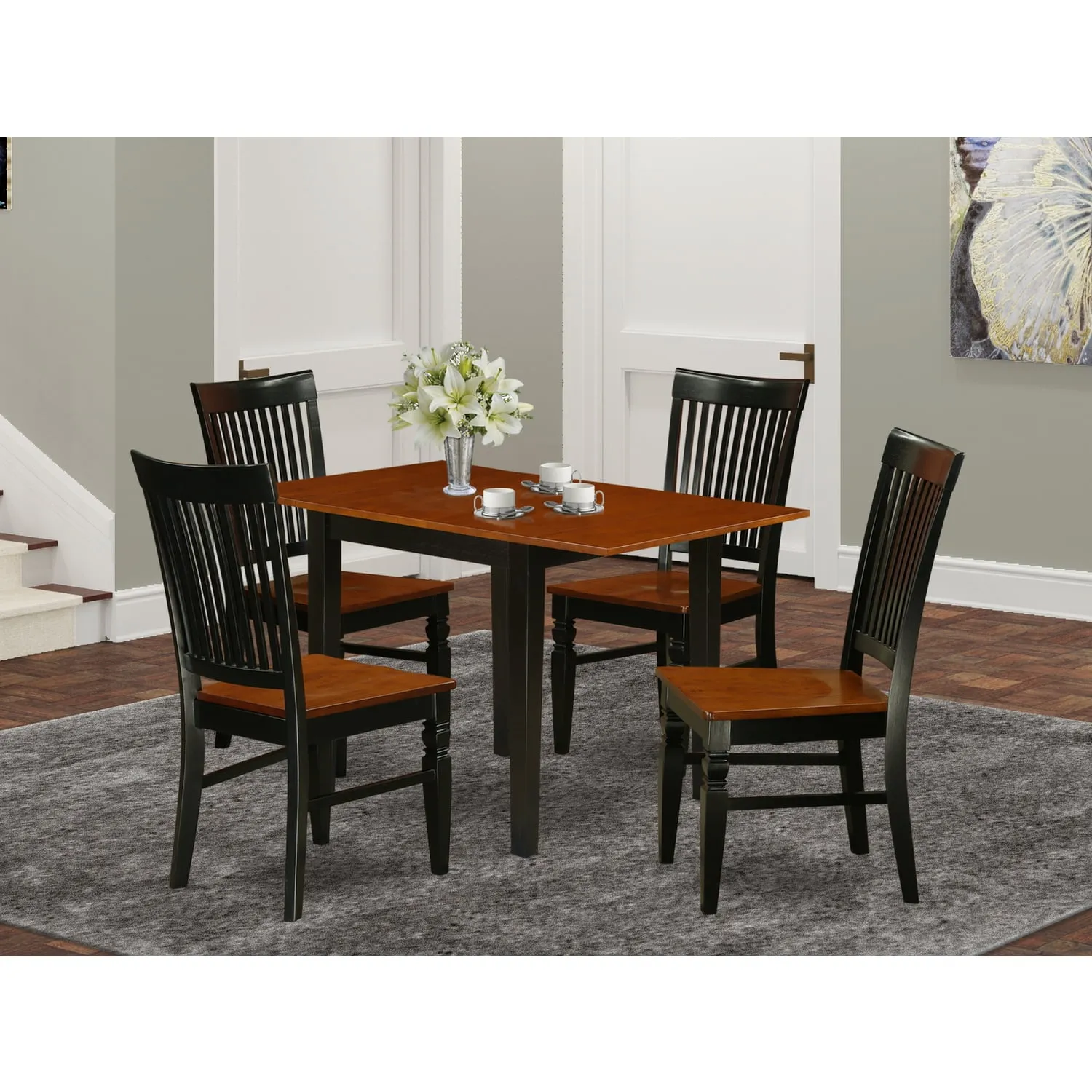 Dining Room Set Black & Cherry NDWE5-BCH-W By East West Furniture