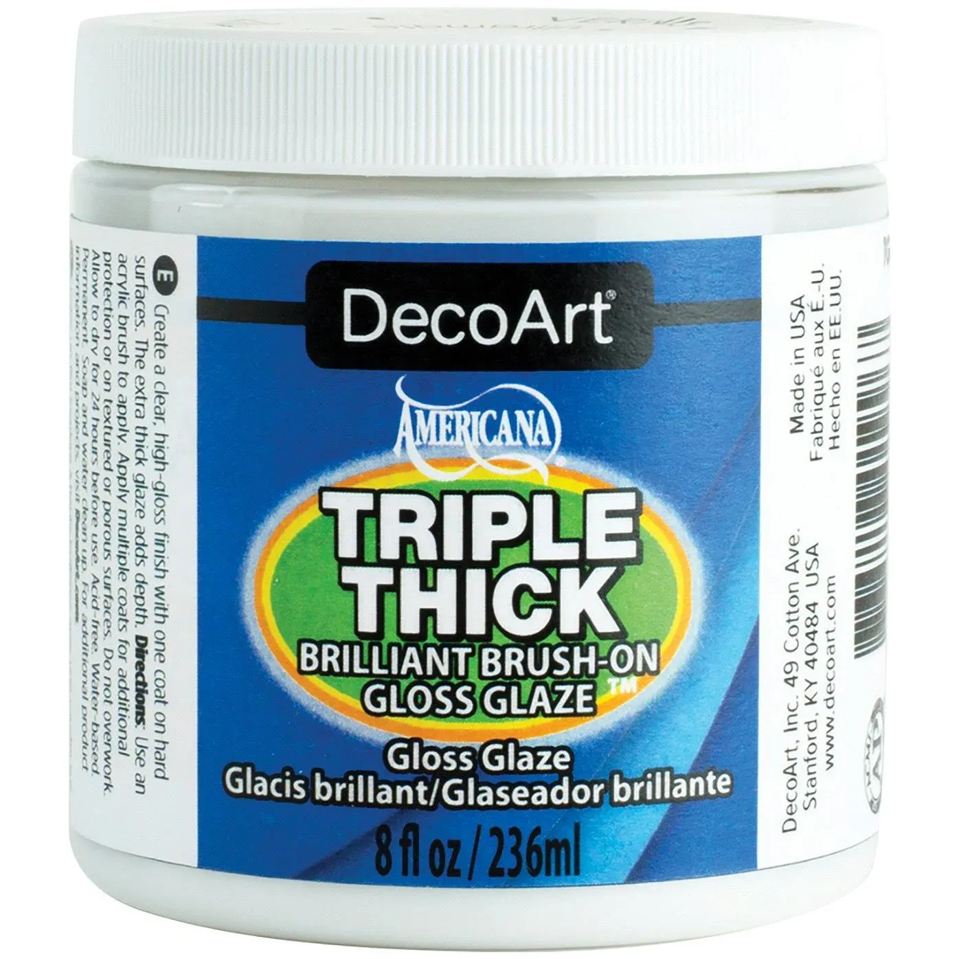 DecoArt Triple Thick Gloss Glaz, 8 fl oz Bottle,White Blue