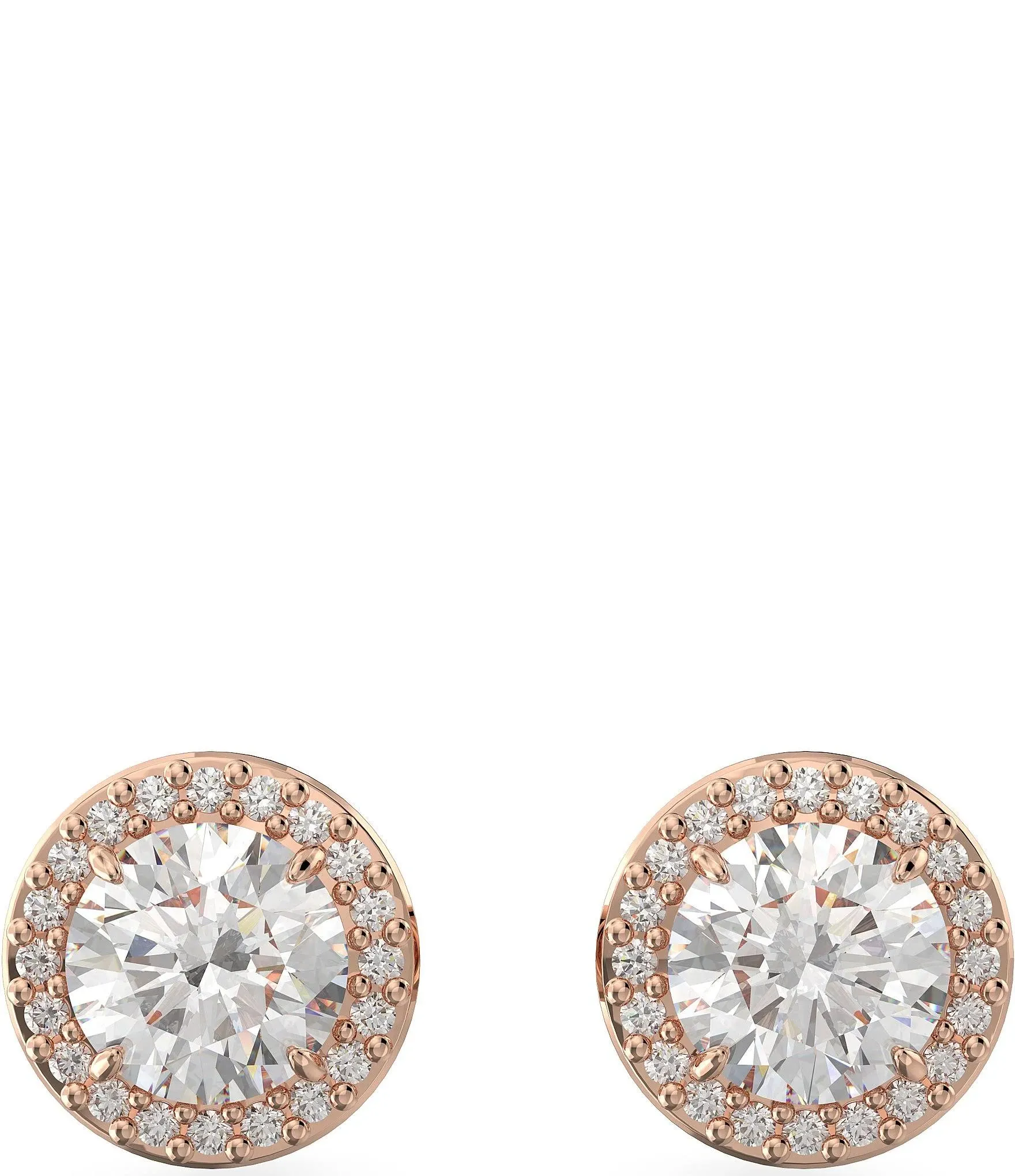 Swarovski Constella Round Cut Rose Gold Plated Stud Earrings