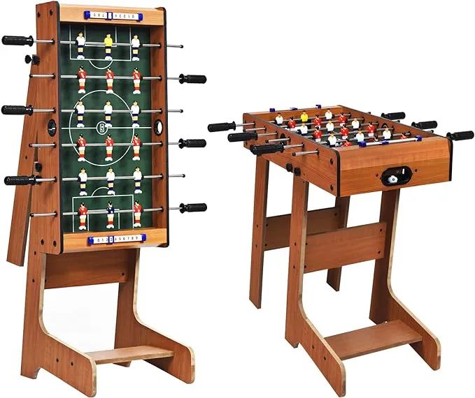 Goplus Folding Foosball Table, 27” Wooden Soccer Game Table with 2 Foosballs & Score Keepers, Indoor Outdoor Portable Football Game Set for Kids Adults, Arcades, Bar, Party, Family Nights