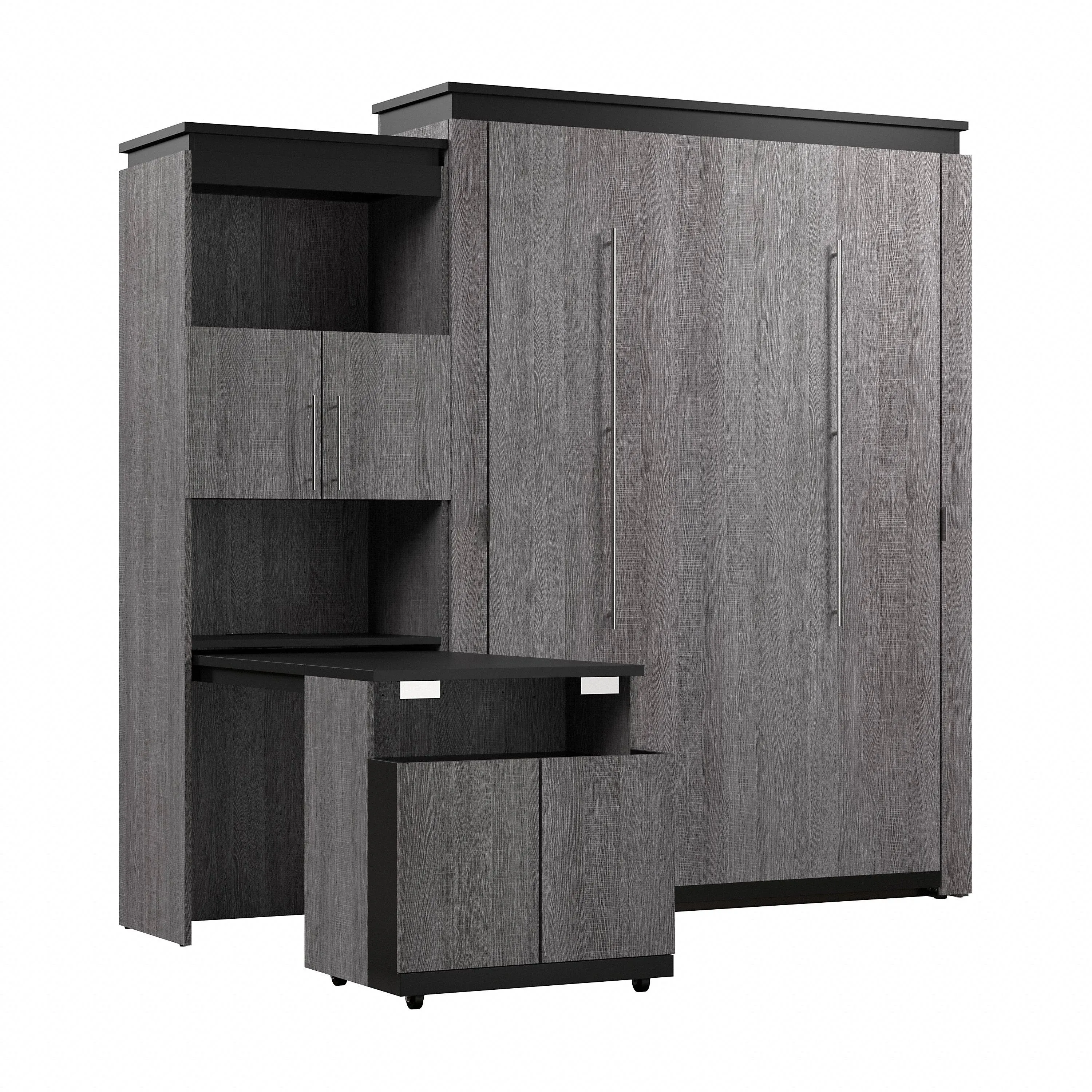 Bestar Orion Queen Murphy Bed And Shelving Unit With Fold-Out Desk (95W) In...