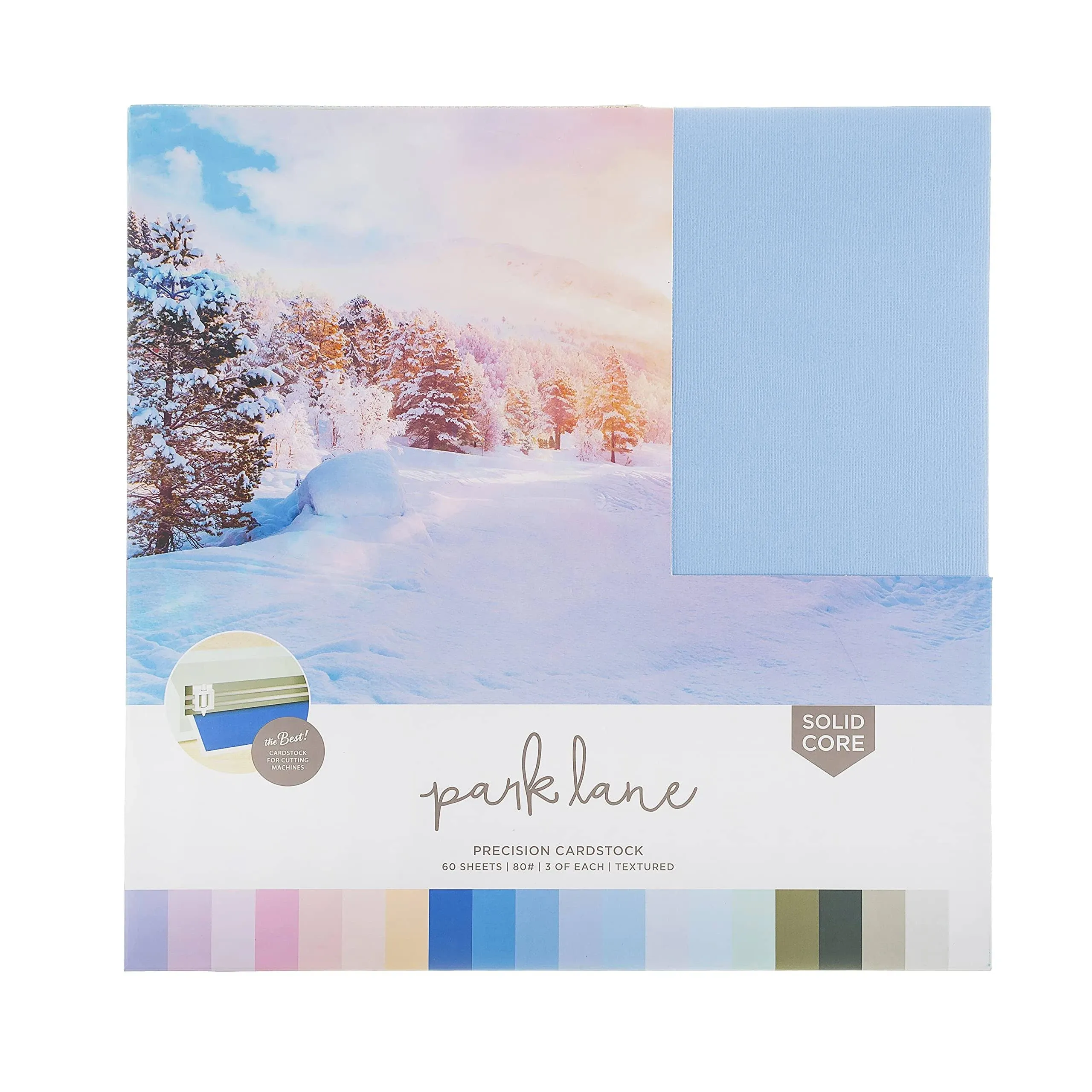 Park Lane Cardstock 12x12 Variety Pack, 60 Sheets | 80lb Premium Textured Scrapbook Paper, Solid Core | Acid Free Double Sided Card Stock for Paper