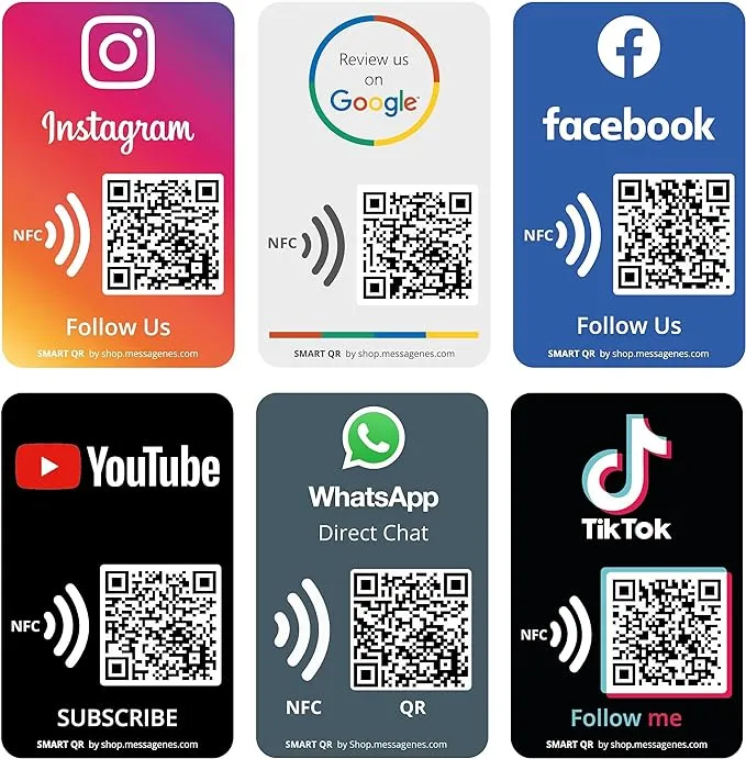 MESSAGENES | Follow Us on Instagram QR NFC Sticker | Boost Followers | Pack 2 NFC Card Size Units | Dynamic & Reusable QR | Instagram Stickers for Small Business | Premium Materials | Ideal for Showcase