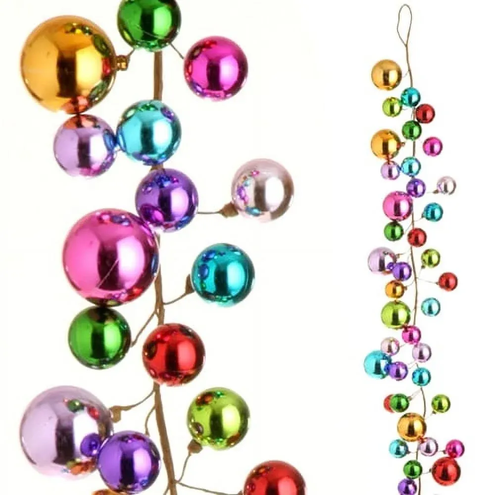 RAZ Imports - 4 Foot Multicolored Ball Christmas Garland