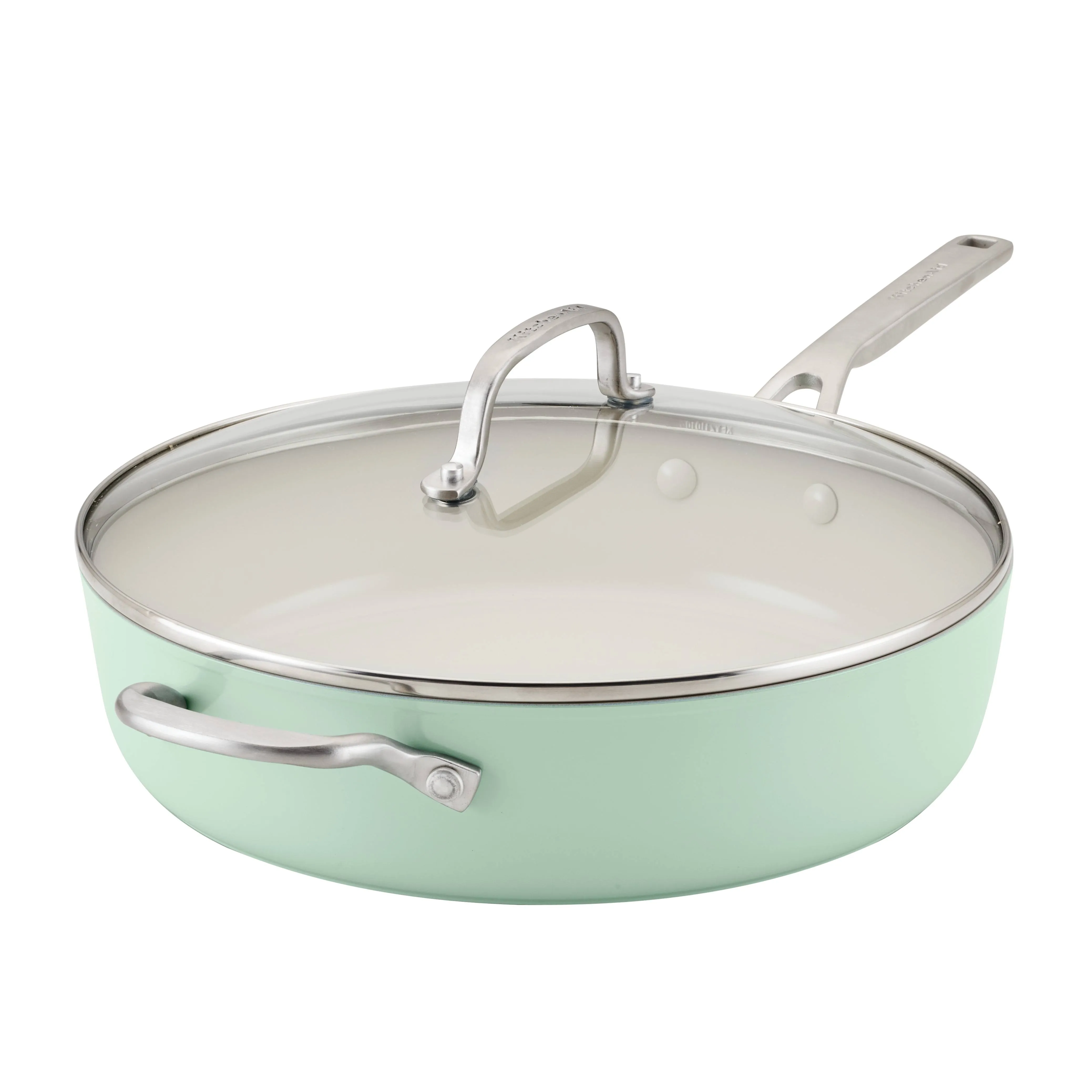 KitchenAid 5-Quart Hard Anodized Ceramic Nonstick Sauté Pan with Lid, Pistachio