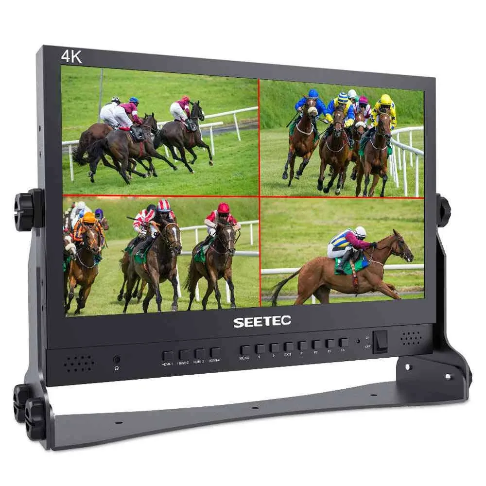 FEELWORLD ATEM156-CO 15.6 Inch Quad-Split Monitor Carry-on Broadcast Director Monitor with 4 x HDMI I/O for Switchers