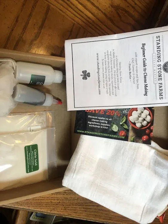 Standing Stone Farms Basic Beginner Cheese Making Kit - Mozzarella, Burrata, Burricota, Chevre, Ricotta, Mascarpone & Butter!