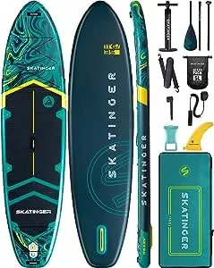 11'6×35" Super Wide Inflatable Stand Up Paddle Board, Ultra Stable Wide SUP for 2+1 People/Family/Big Size w/Shoulder Strap, 100L Backpack, All-Round Sup Board, US Fin