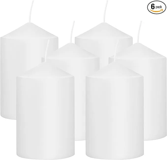 White Pillar Candles - Set of 6-3" x 6" Dripless Unscented Candles in White for Home Decor, Relaxation & All Occasions