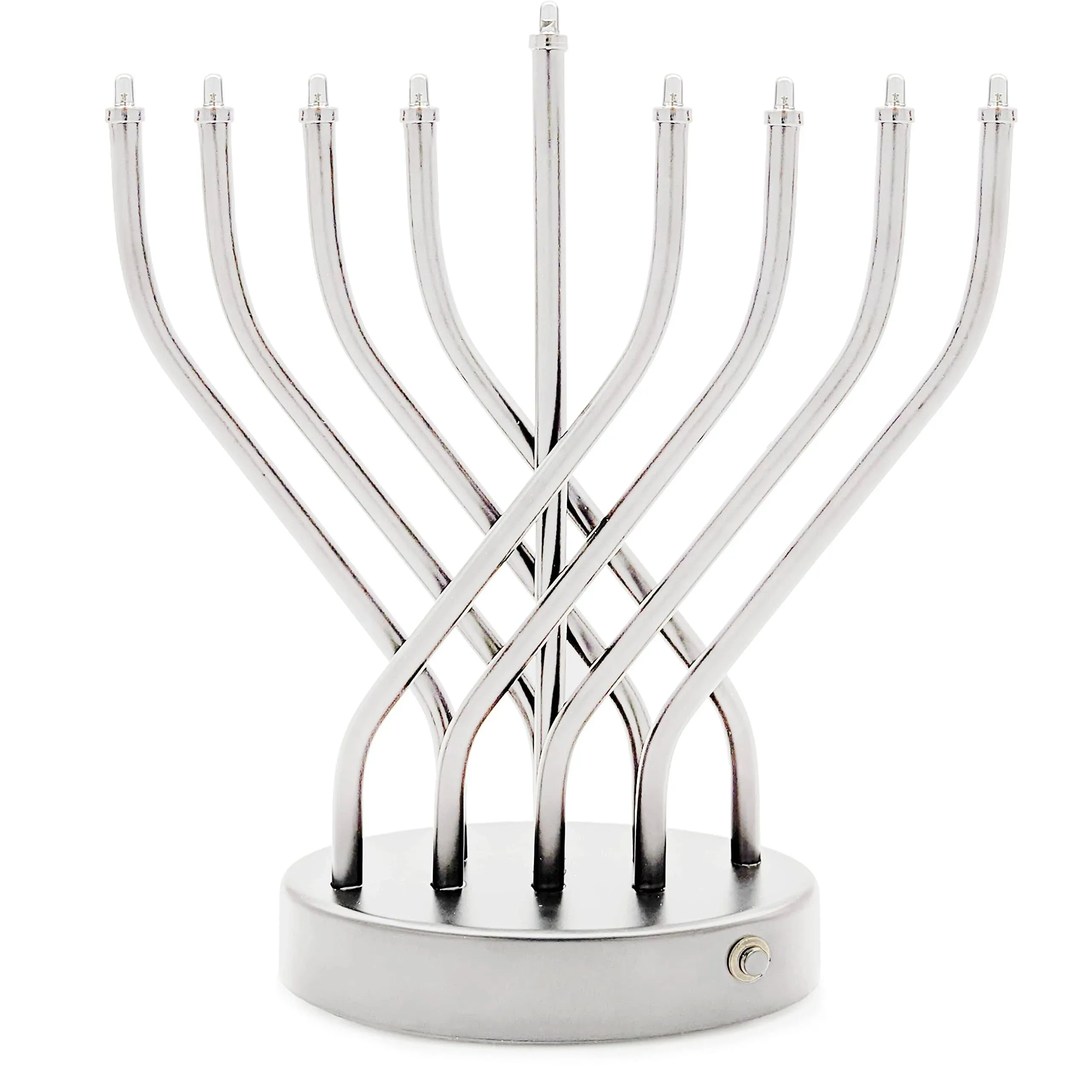 Contemporary LED Electric Hanukkah Menorah, Battery Powered, 10.6