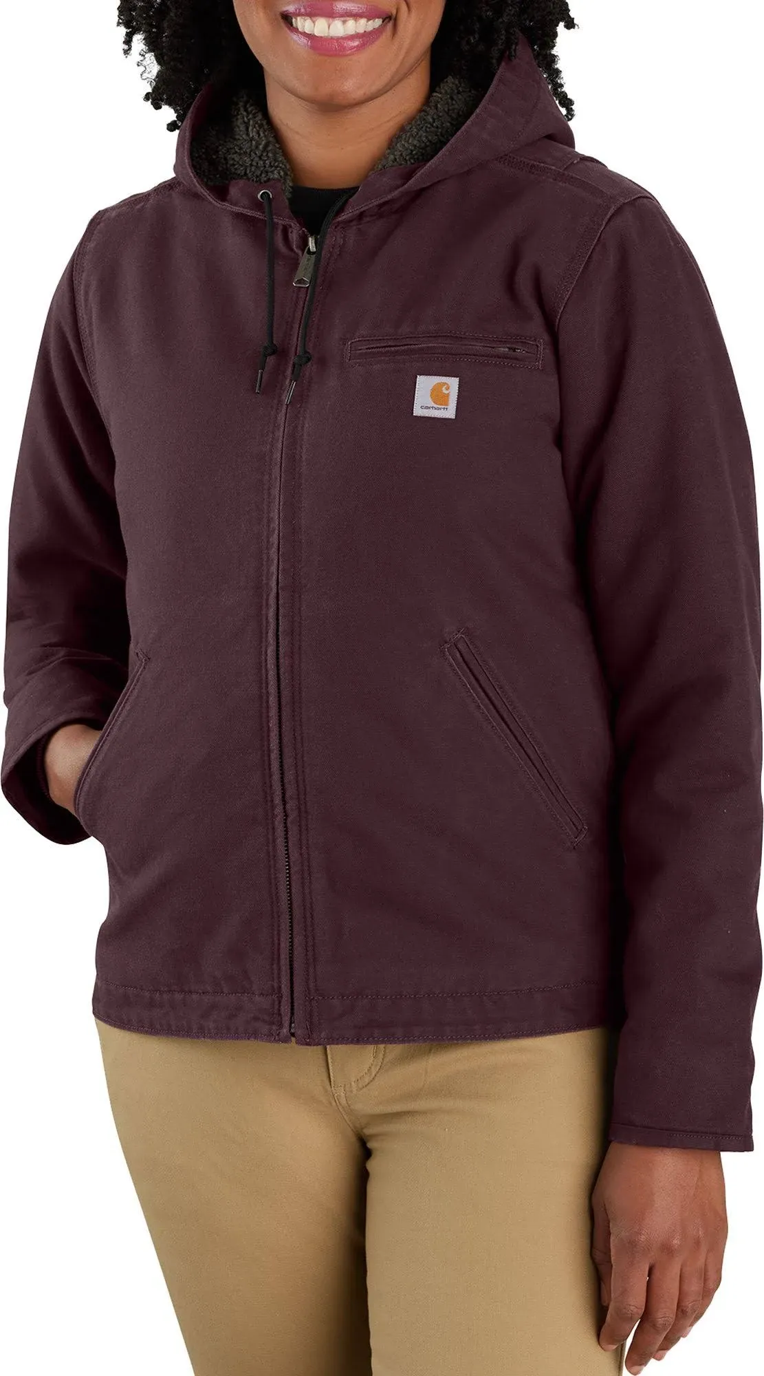 Carhartt Women's Washed Duck Sherpa-Lined Jacket, Blackberry