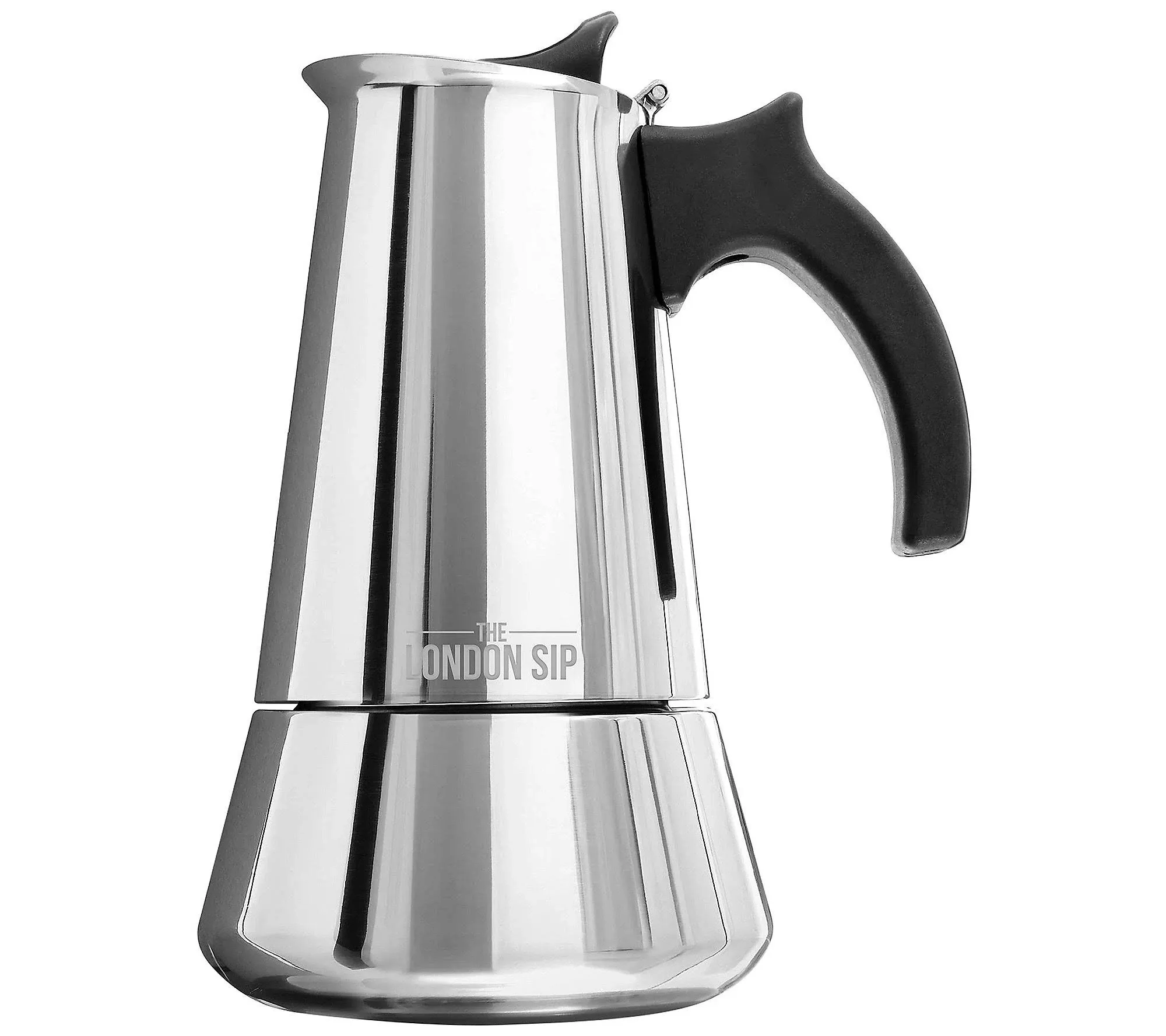 London Sip Stainless Steel Stove-Top Espresso Maker Coffee Pot Italian Moka Percolator, Silver, 6 Cup