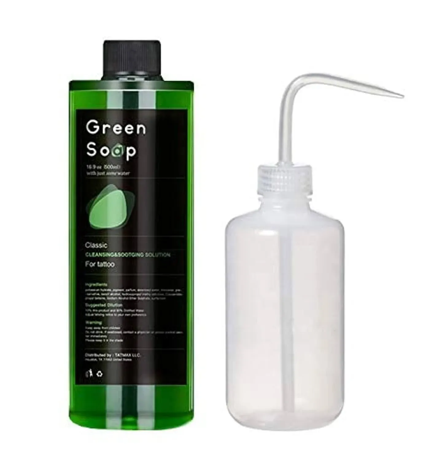 Dragon Art 16.9Oz Green Soap Prep Wash with 8Oz Squeeze Bottle for Tattoos and P