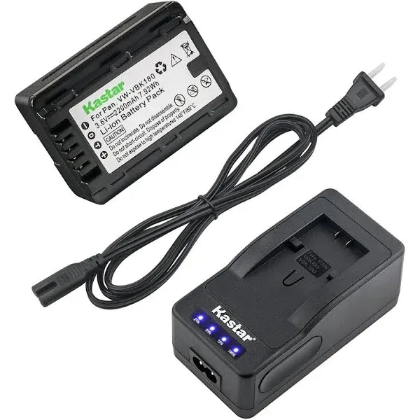 Kastar Battery Super Fast Charger for Panasonic VW-VBK180 &amp; SDR-H100S SDR-H100R