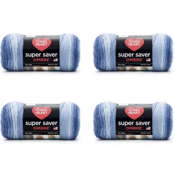 Red Heart Super Saver Ombre Yarn 4 Pack - True Blue - Yarn & Needle Arts - Yarn by Type - Value Yarn