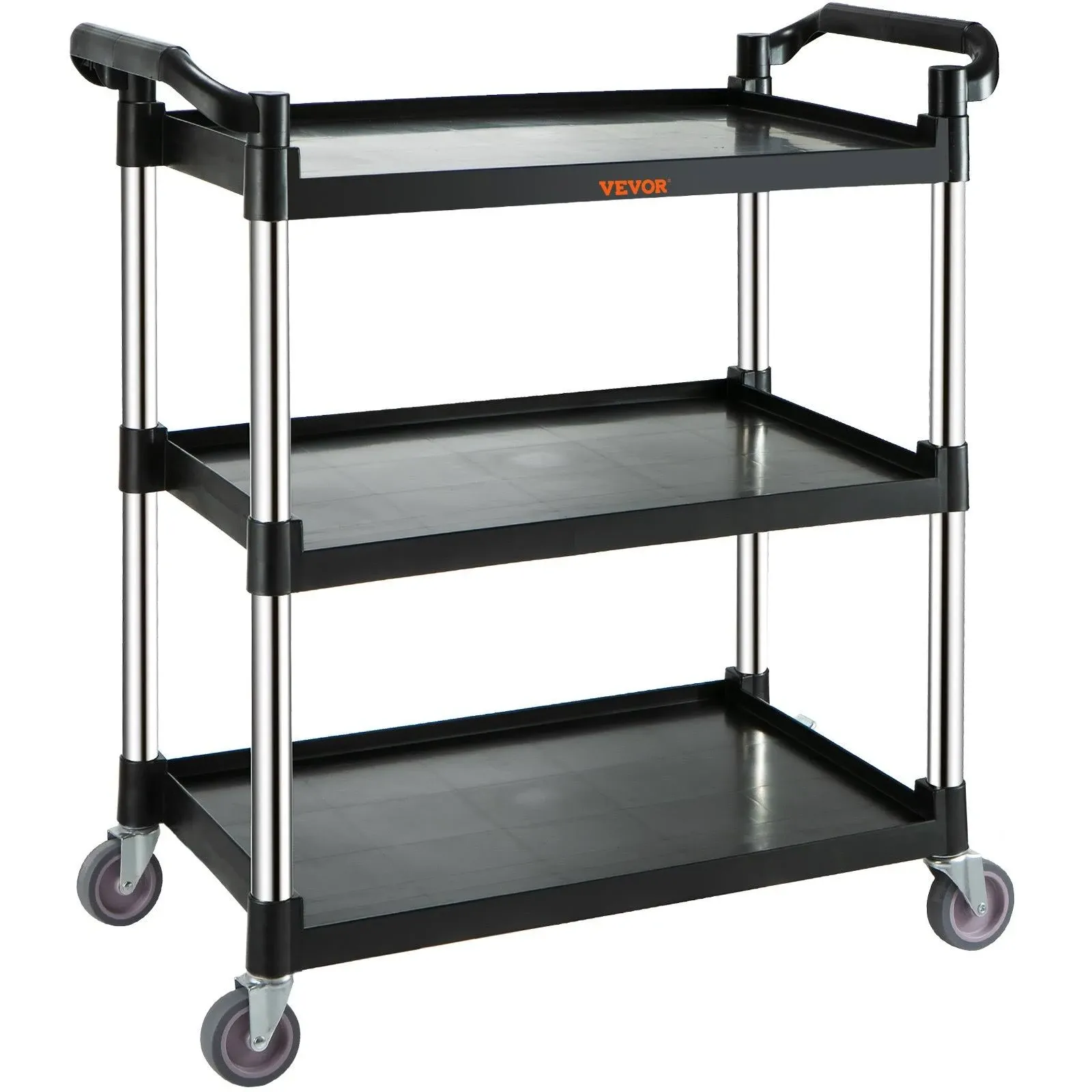 Utility Service Cart, 3-Shelf Heavy Duty 154 lbs Rolling Cart, Lockable Wheels