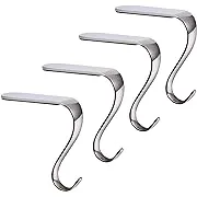 DOYOLLA Christmas Stocking Holders Xmas Fireplace Hanger Hooks Holiday Mantel Garland Clips Metal Grips Set of 4 (Silver)