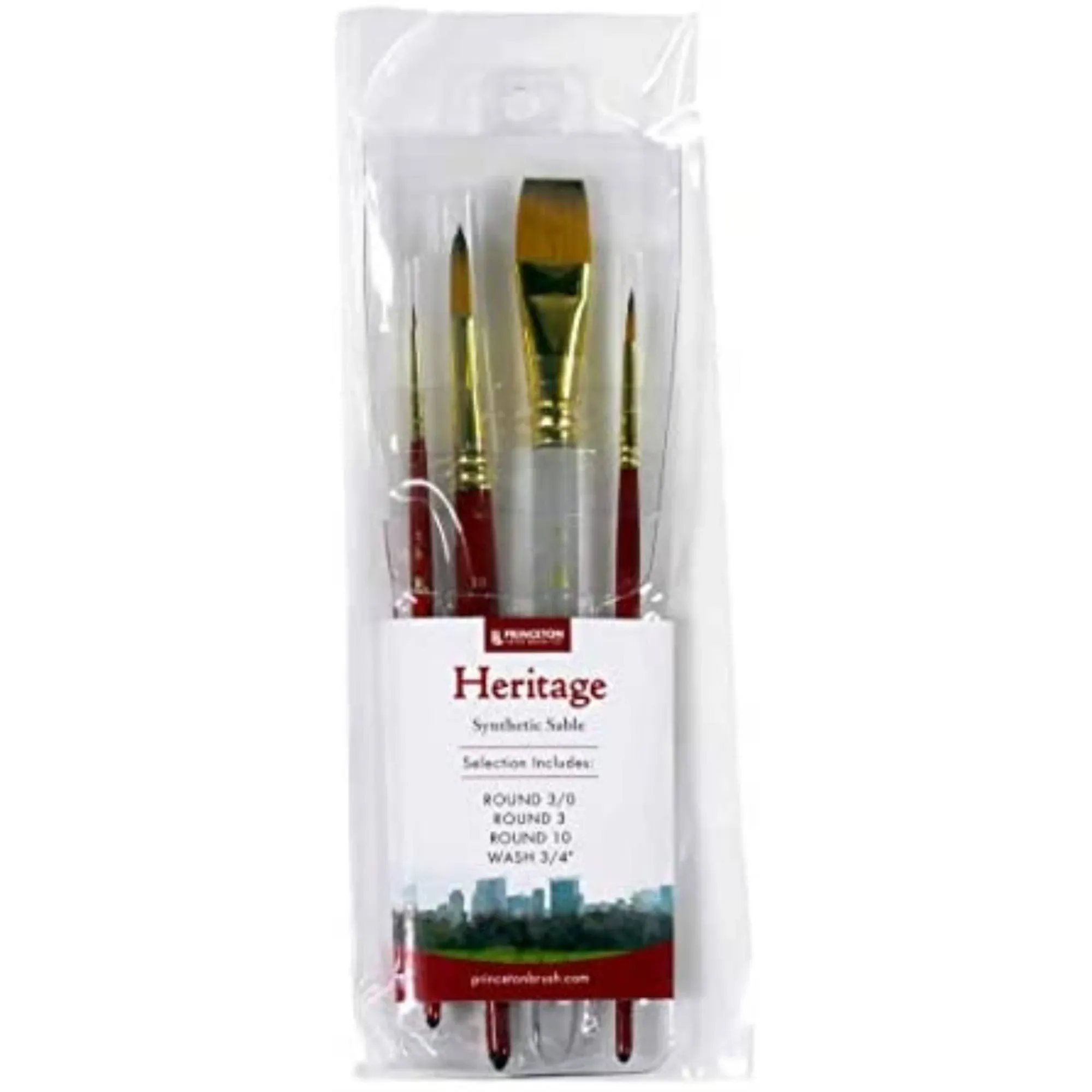 Princeton Brush Heritage Professional 4-Brush Set, Synthetic Sable