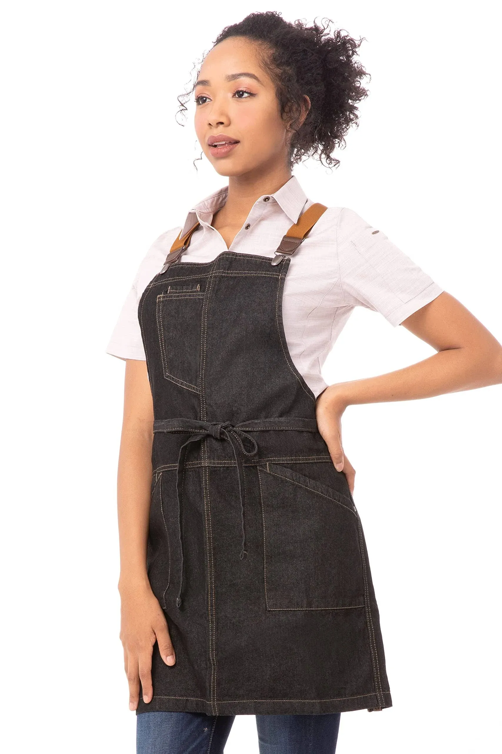 Berkeley Black Denim Short Bib Apron