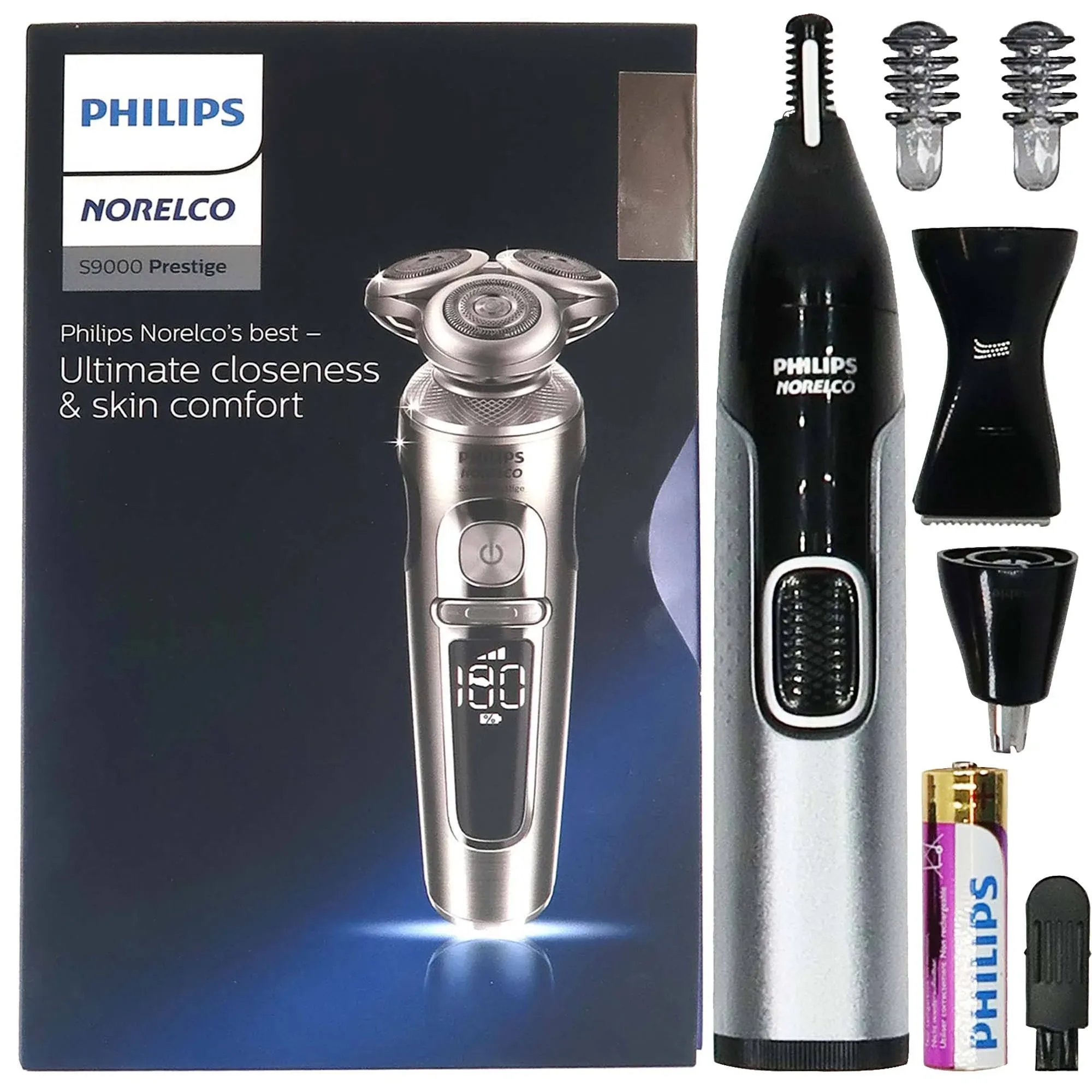 Philips Nirelco&#039;s Best Ultimate Comfort Shaver S9000 Prestige + Nose Trimmer Kit