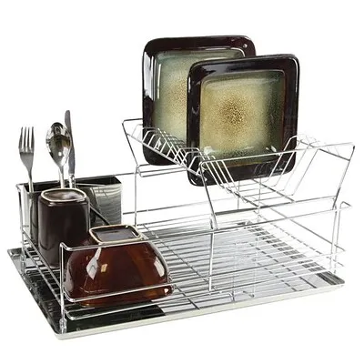 Mega Chef 15 1/2" Stainless Iron Shelf Dish Rack, Chrome Plated (94396414M)