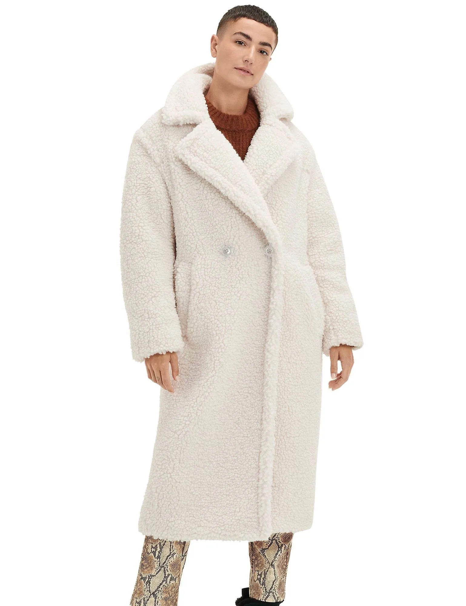 UGG Gertrude Long Teddy Coat Winter White - Accessories