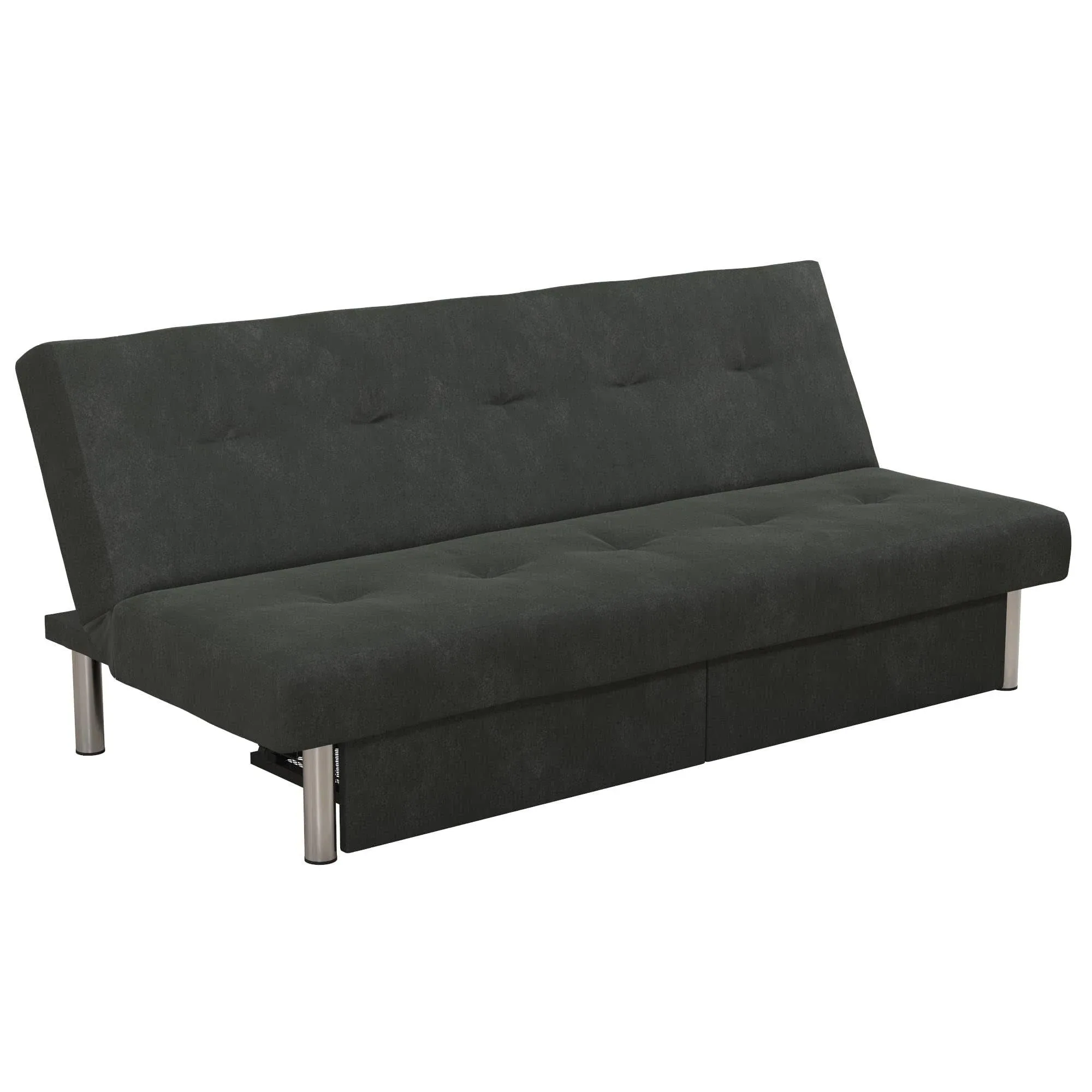 DHP Sola Storage Futon with Storage Drawers, Black Microfiber