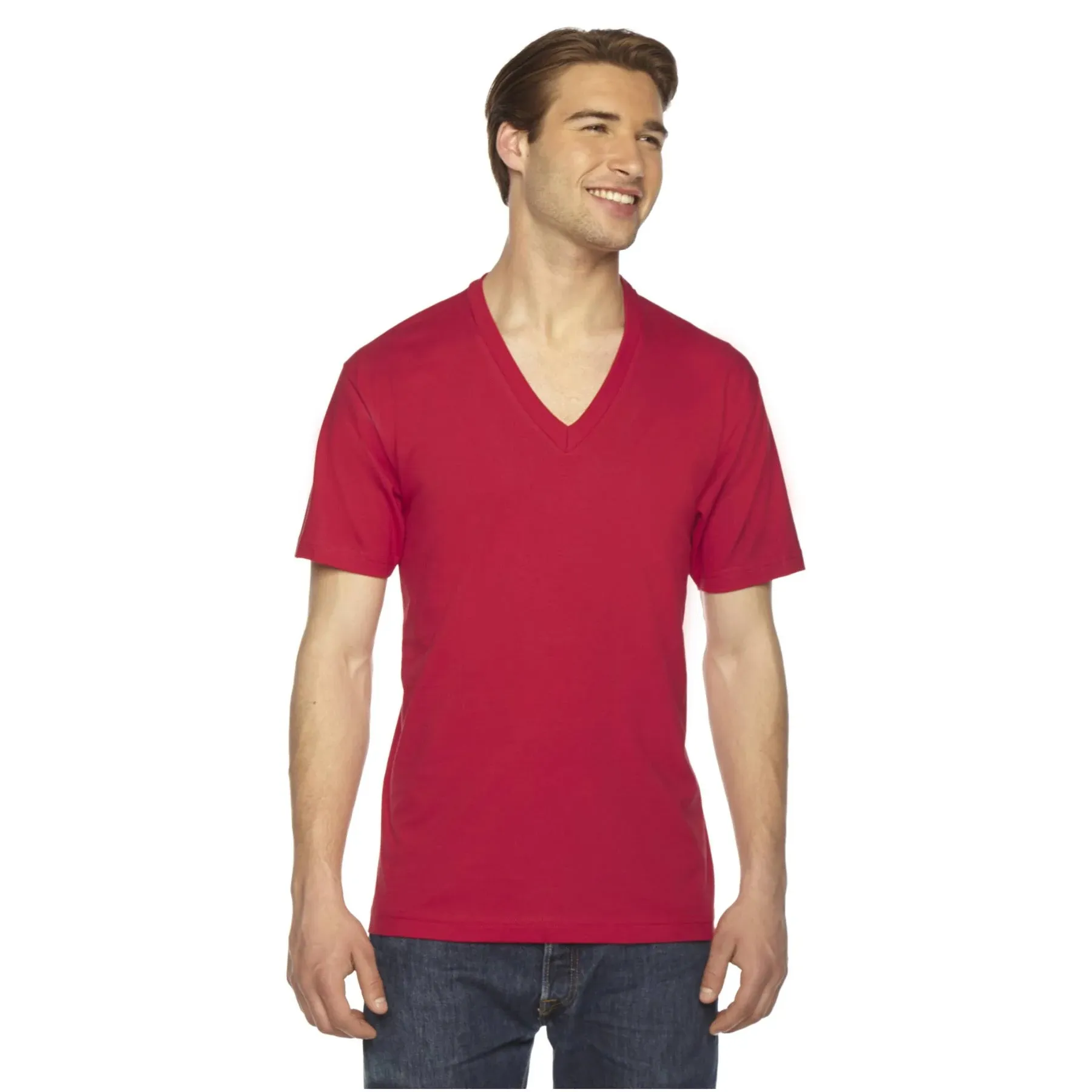 American Apparel Men's Unisex Fine Jersey Short-Sleeve V-Neck