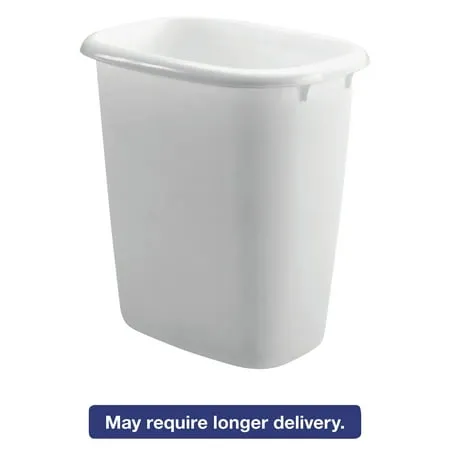 Rubbermaid Oval Vanity Wastebasket, Plastic, 14.4 qt, 8 7/8 x 13 1/2 x 13 1/2, White