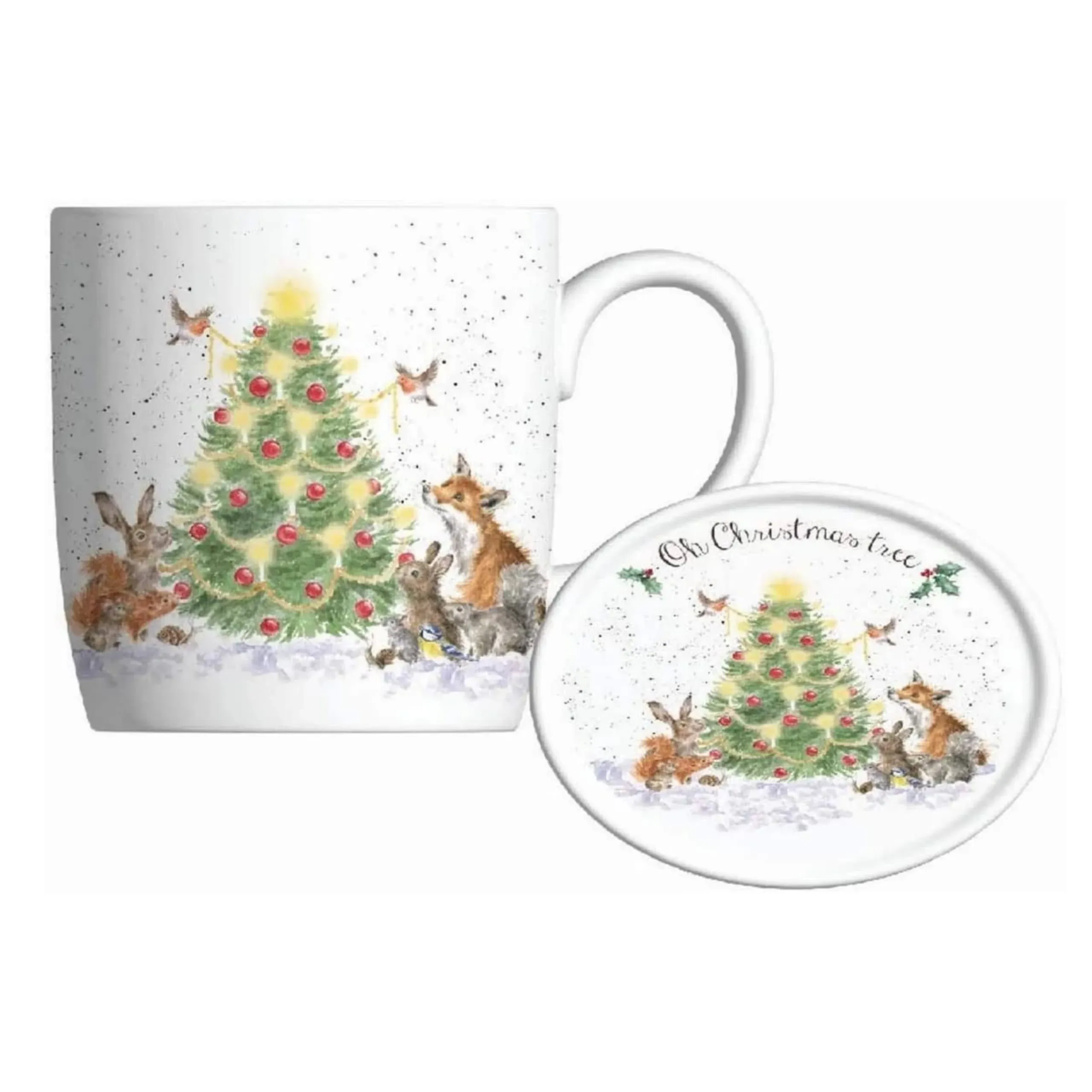 Royal Worcester Oh Christmas Tree Mug & Coaster Set