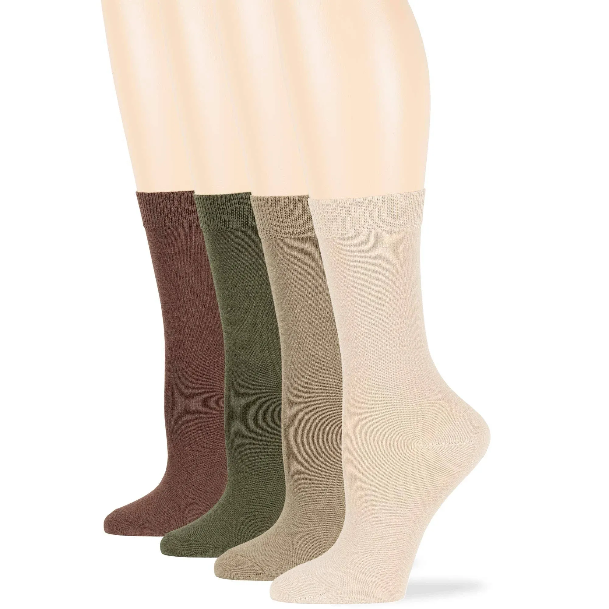 7BIGSTARS Kingdom Womens Cotton Solid Assorted Socks, Brown, Olive, Khaki, Beige ...