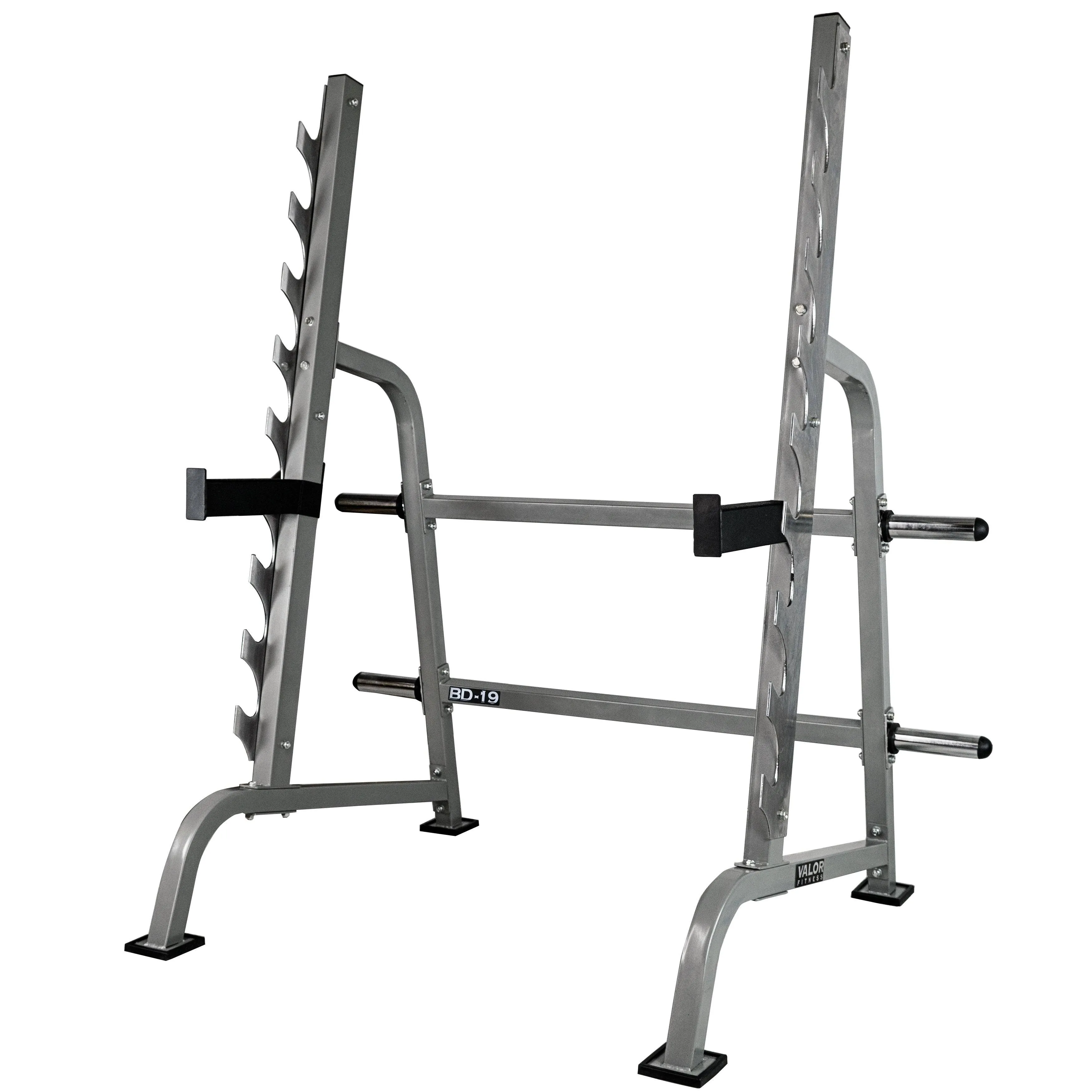 Valor Fitness Squat Rack Bench Press Combo - Heavy Duty Adjustable Sawtooth Barbell Safety Catches -4 Plate Storage Pegs - Home Gym Weight Lifting Equipment Max Weight 600 lbs