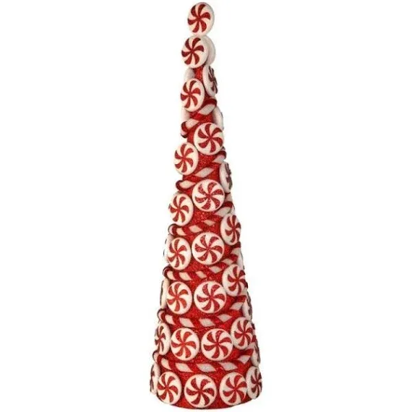 Regency International Glitter Peppermint Disc with Rope Cone Tree, 23 inches