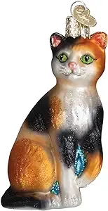 Calico Cat Blown Glass Christmas Ornament by Old World Christmas