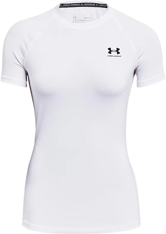 Under Armour Women's Heatgear Compression Short Sleeve White / Black L