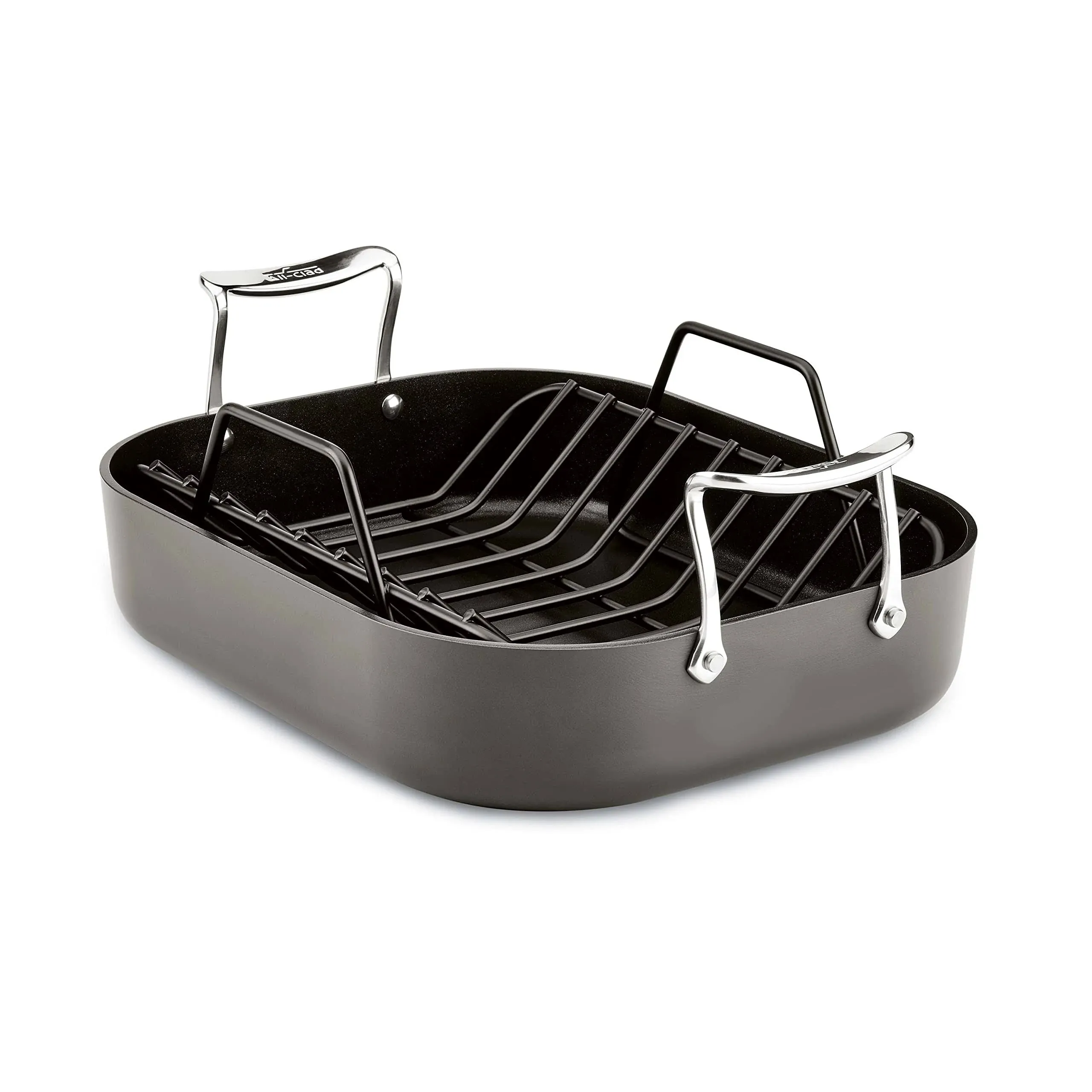 All-Clad Essentials Nonstick Small Roaster with Rack - Black