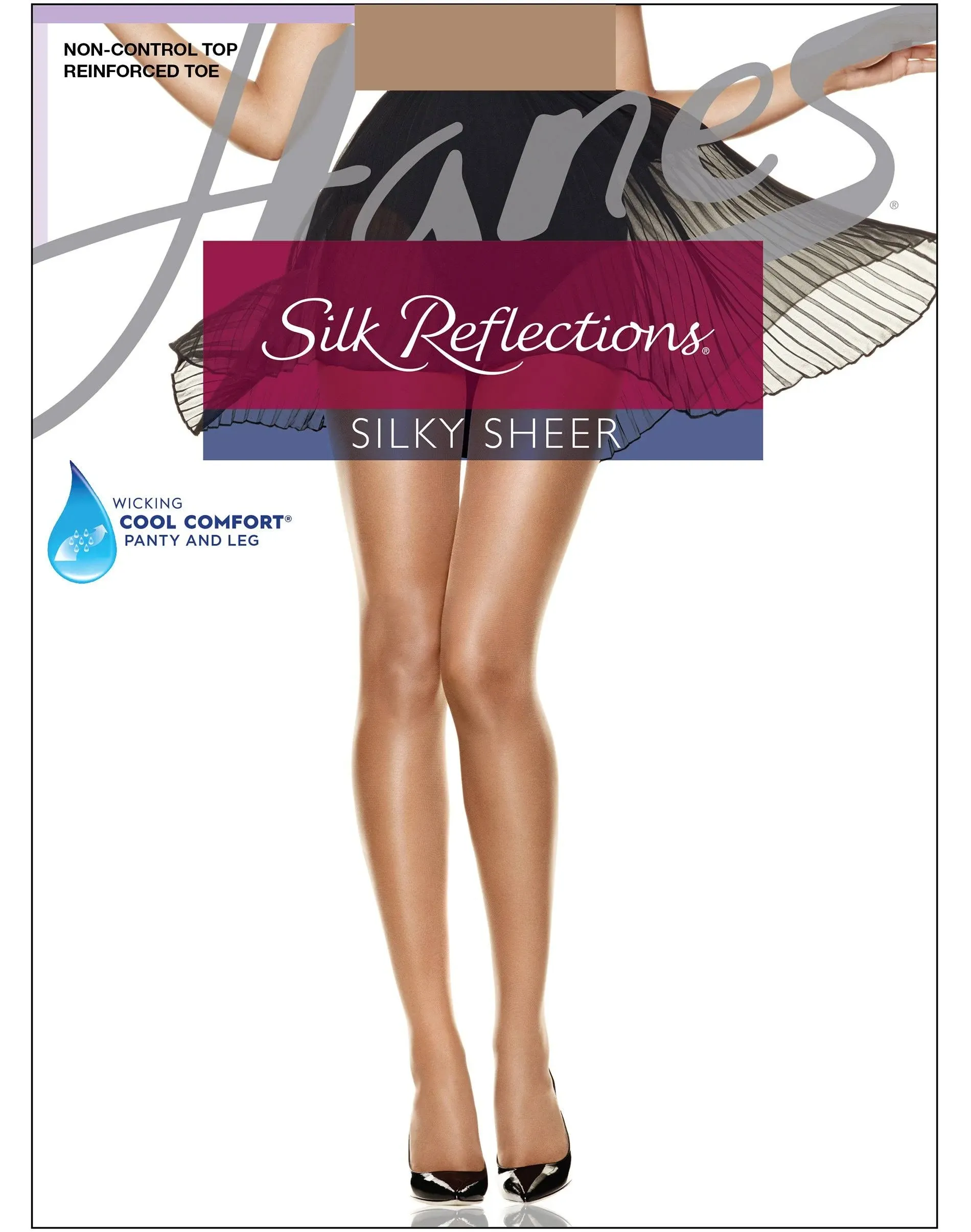 Hanes Silk Reflections Non Control Sheer Toe Silky Sheer Pantyhose