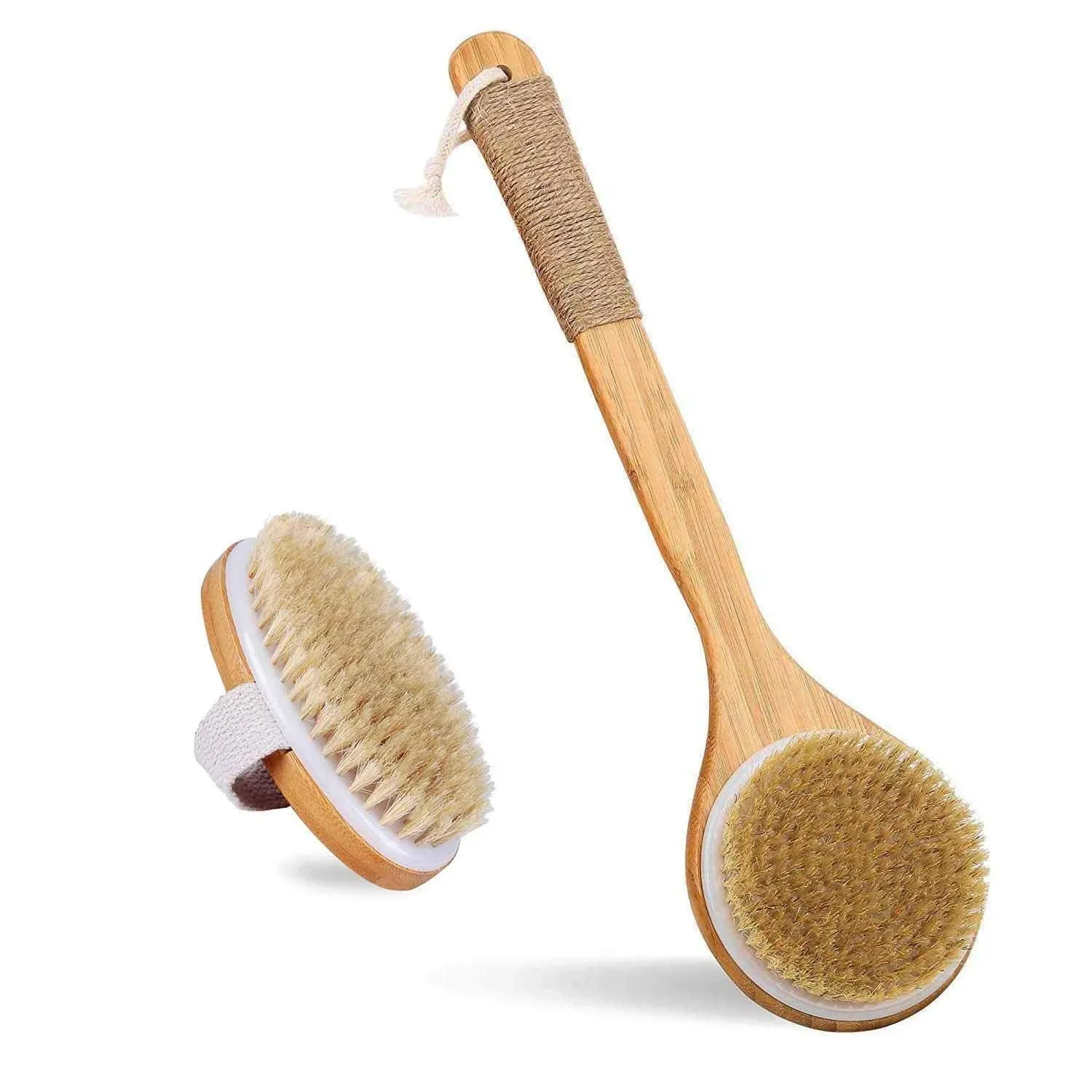 Dry Brushing Body Brush Sets Wooden Handle Combined with Medium Strength Natural Bristles Gentle Exfoliator Remove Cellulite Lymphatic Drainage Makes The Skin of The Entire Body Softer