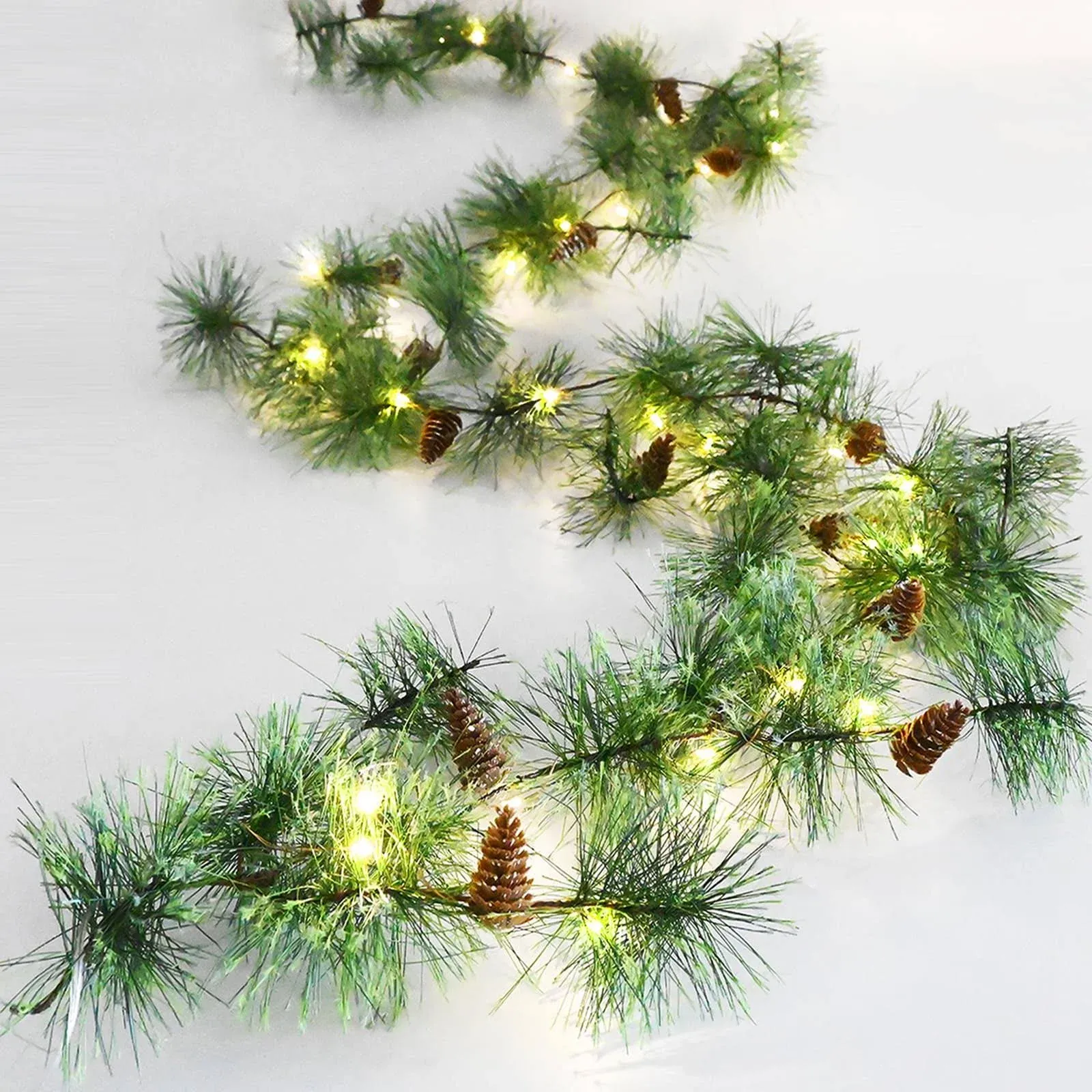 Hamifinee Christmas Garland with 30 LED Fairy Lights 6.2ft Battery Operated Pine