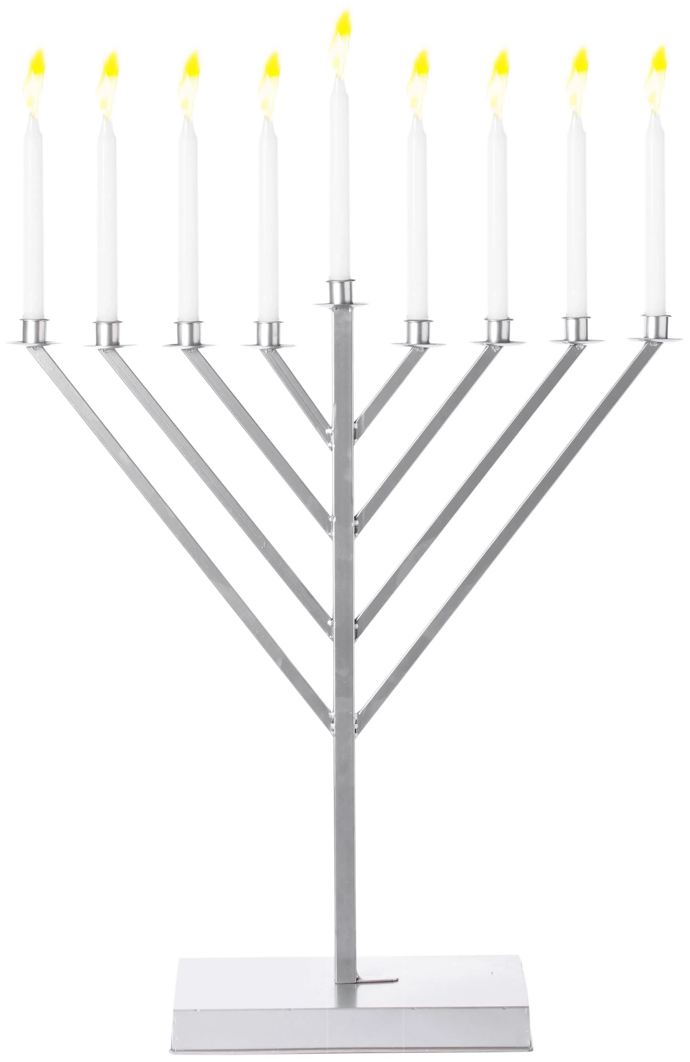 Artilugio 3 ft. Metal Silver Coated Hanukkah Menorah for Synagogue AR3163167