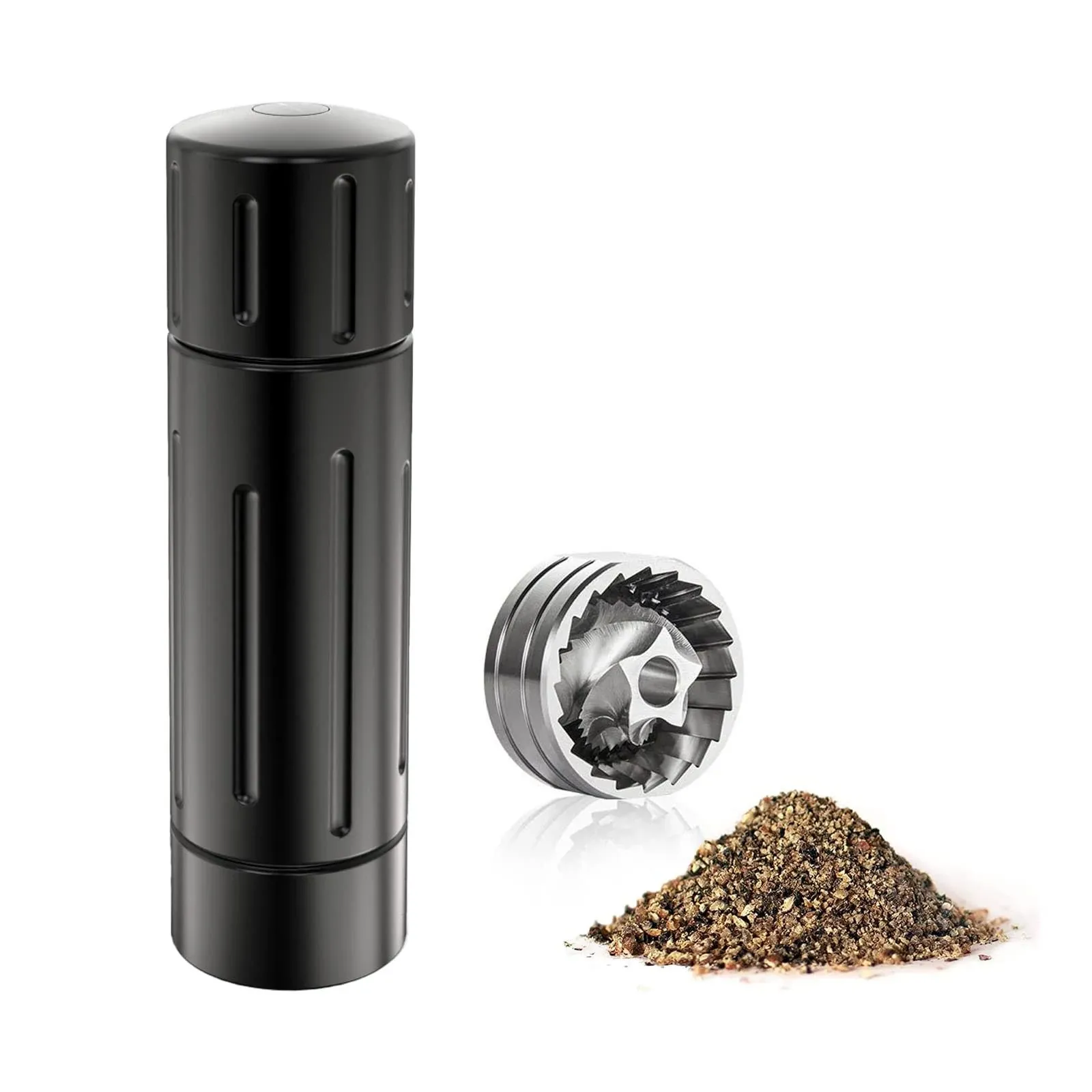 Pepper Grinder Mill, Professional Grade Aluminum Manual Pepper Mill, Refillable High Output Heavy Duty Pepper Grinder with Adjustable Coarseness, Stainless Steel Blade, Lock Button Design