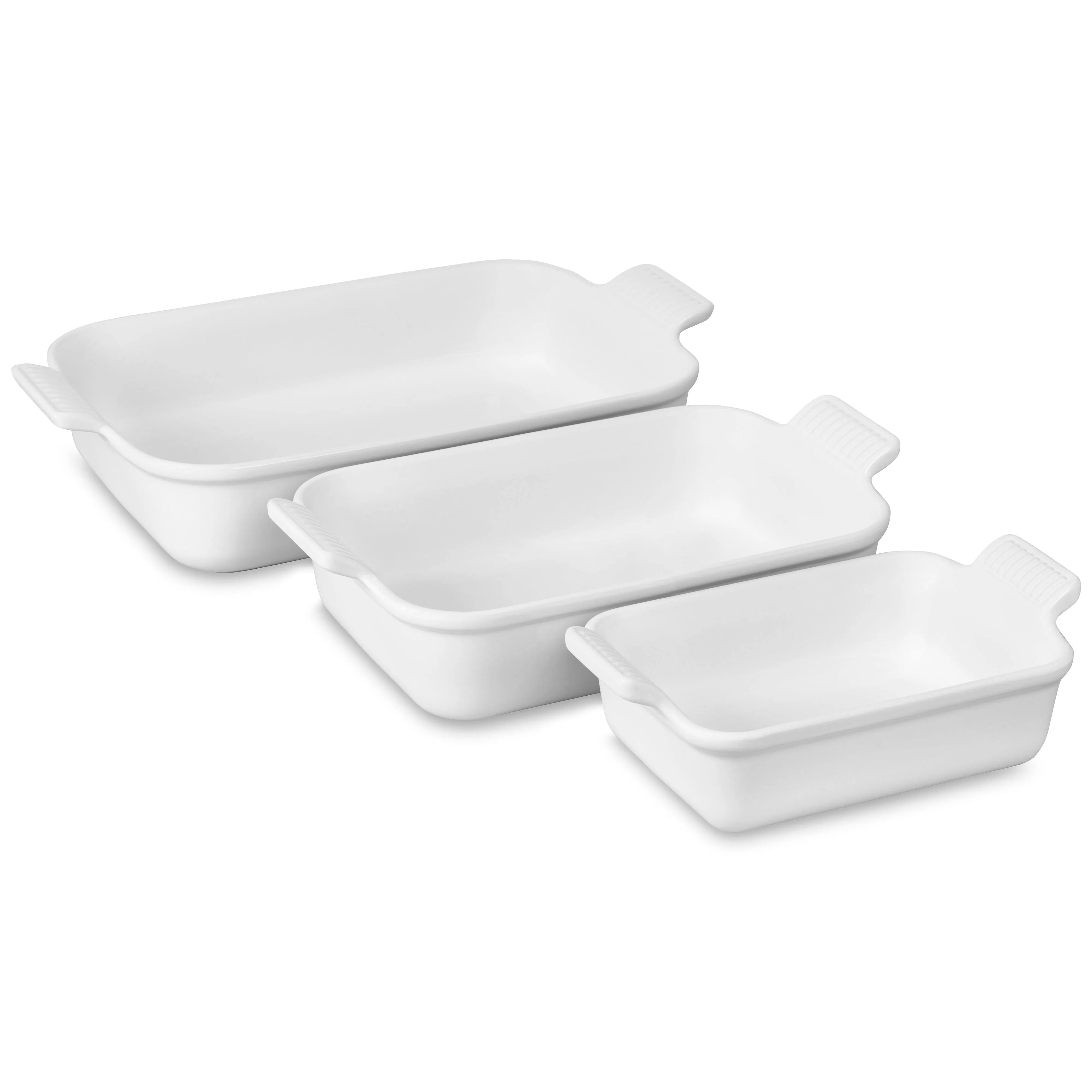 Le Creuset Set of (3) Heritage Rectangular Baking Dishes,Artichaut